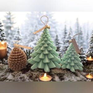 Green Holiday Candle Set